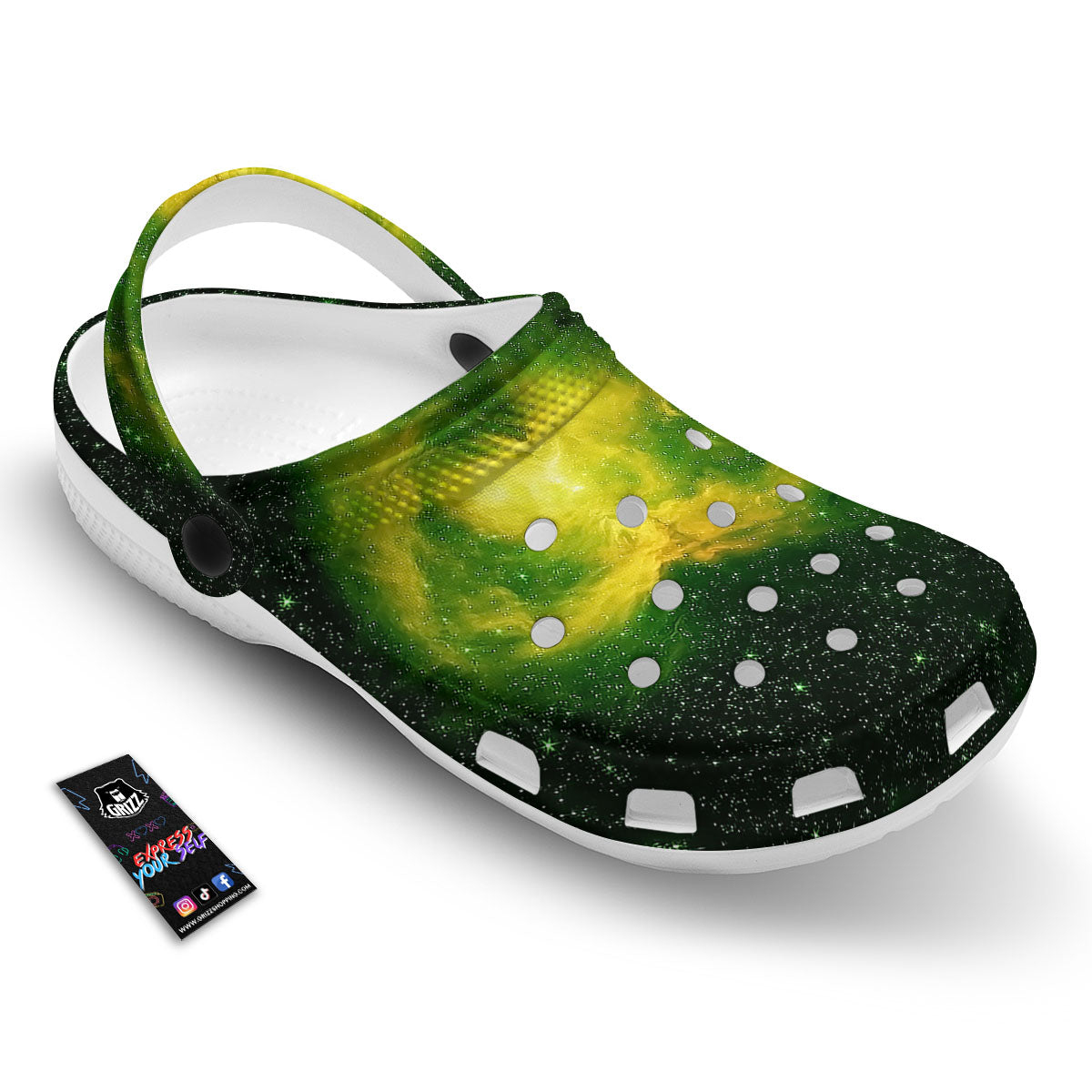 Galaxy Sparkle Green Print Clog-grizzshop