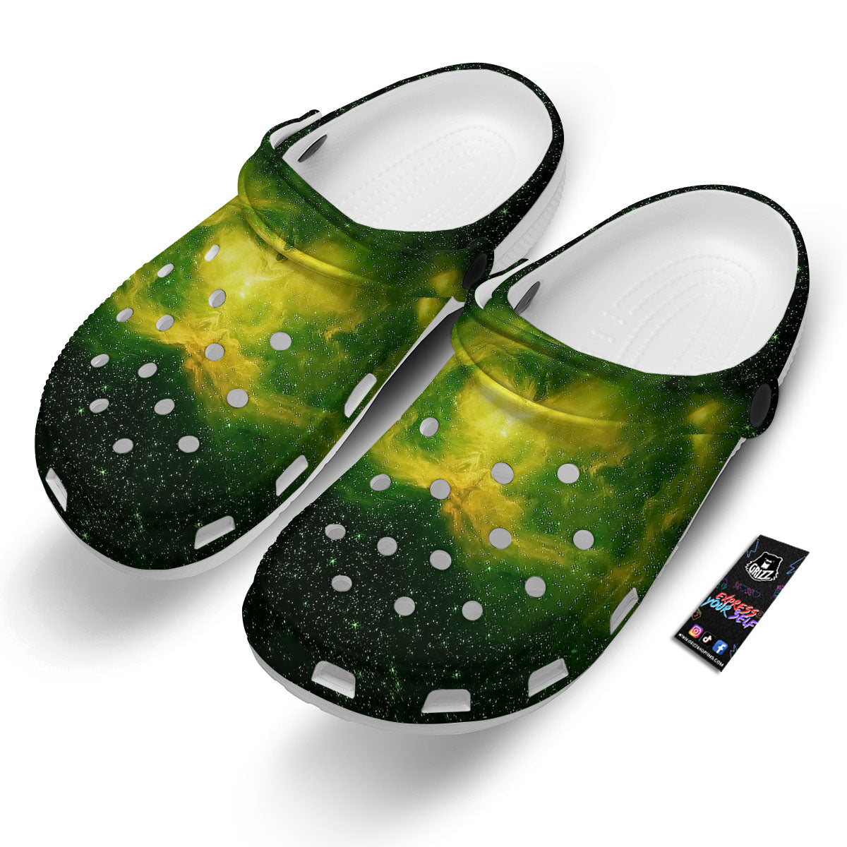Galaxy Sparkle Green Print Clog-grizzshop