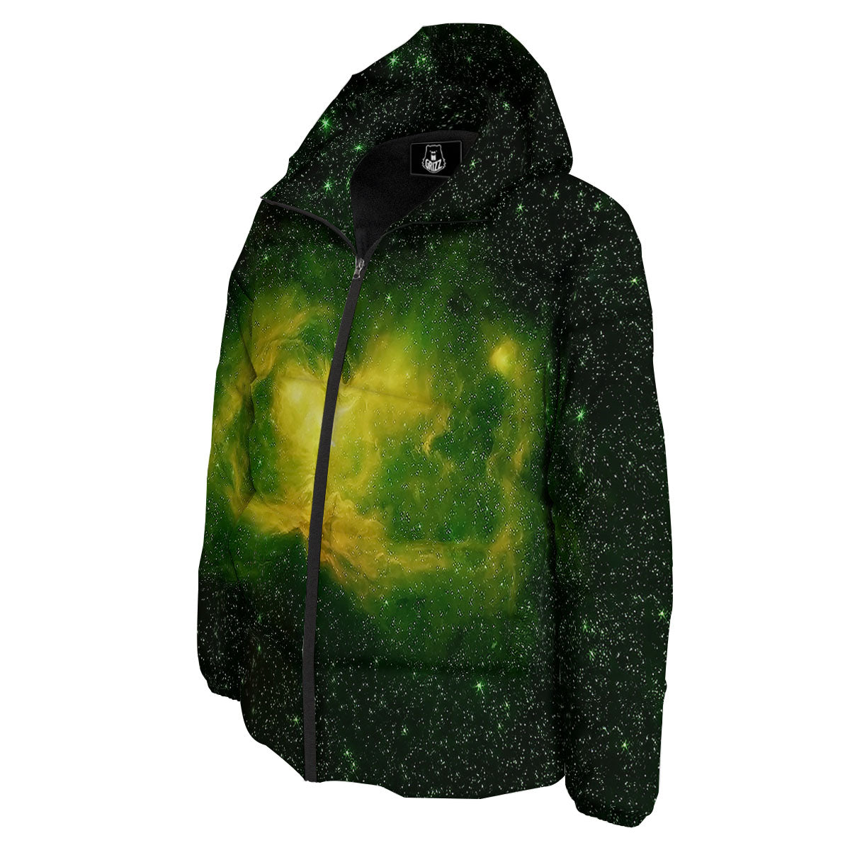 Galaxy Sparkle Green Print Down Jacket-grizzshop