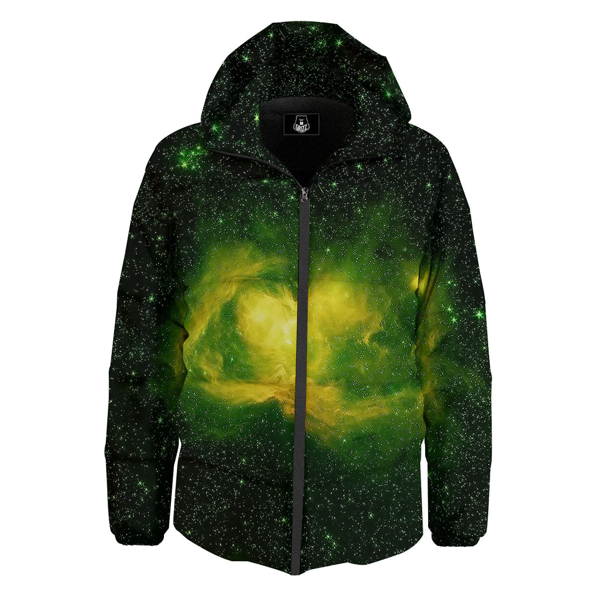 Galaxy Sparkle Green Print Down Jacket-grizzshop