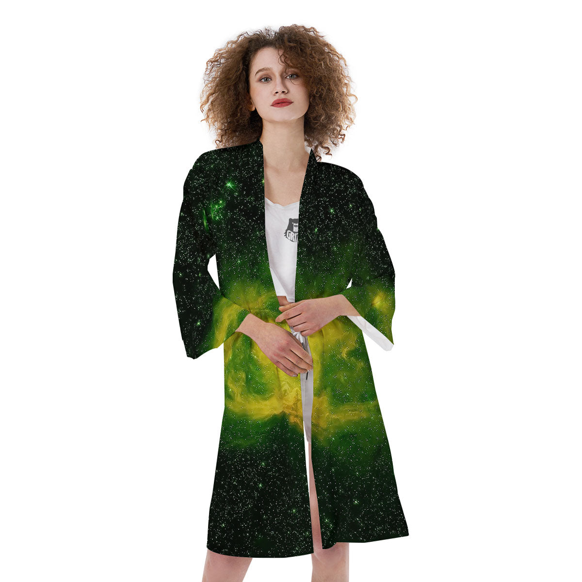 Galaxy Sparkle Green Print Kimono-grizzshop