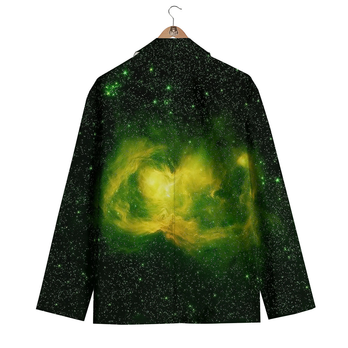 Galaxy Sparkle Green Print Men's Blazer-grizzshop