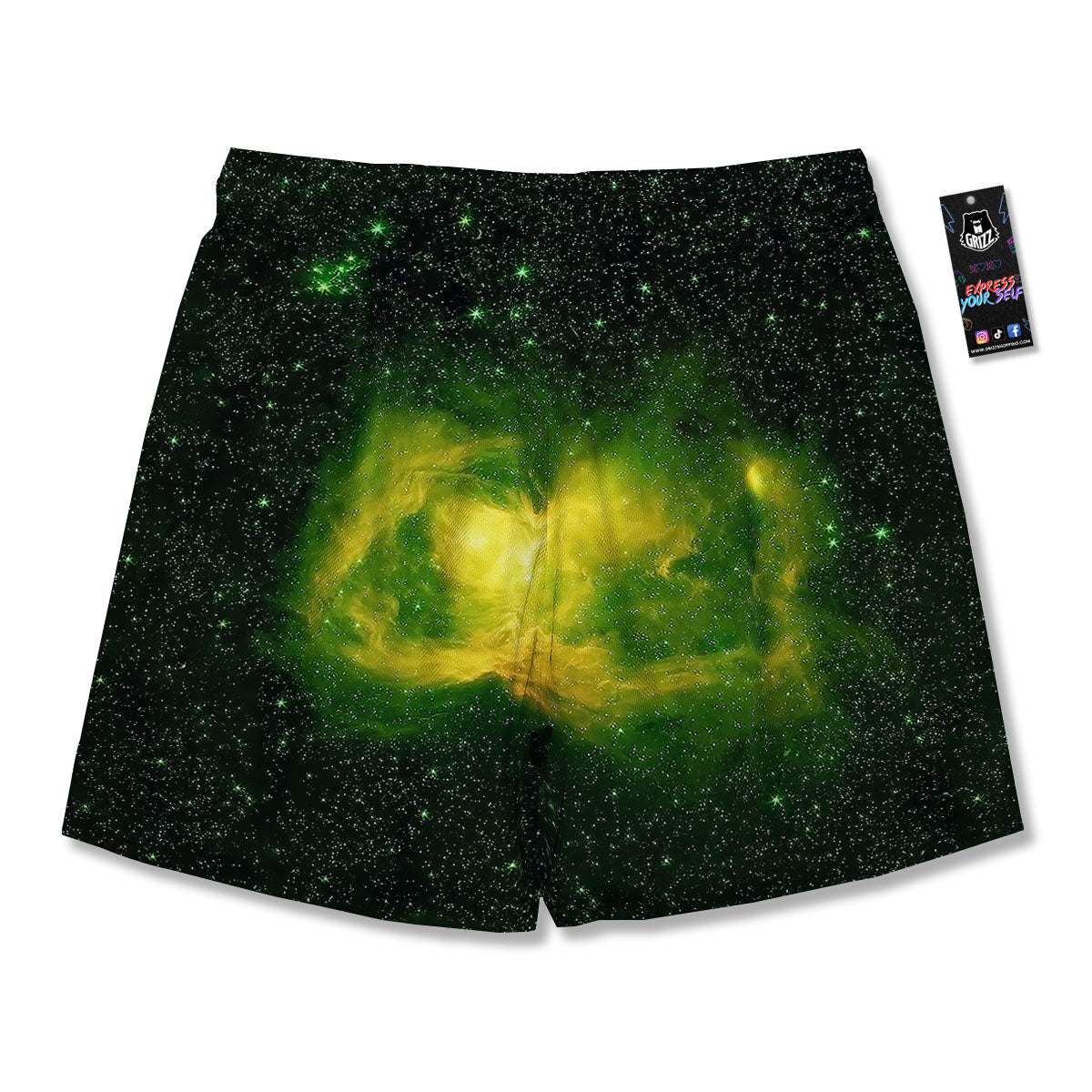 Galaxy Sparkle Green Print Men's Running Shorts-grizzshop