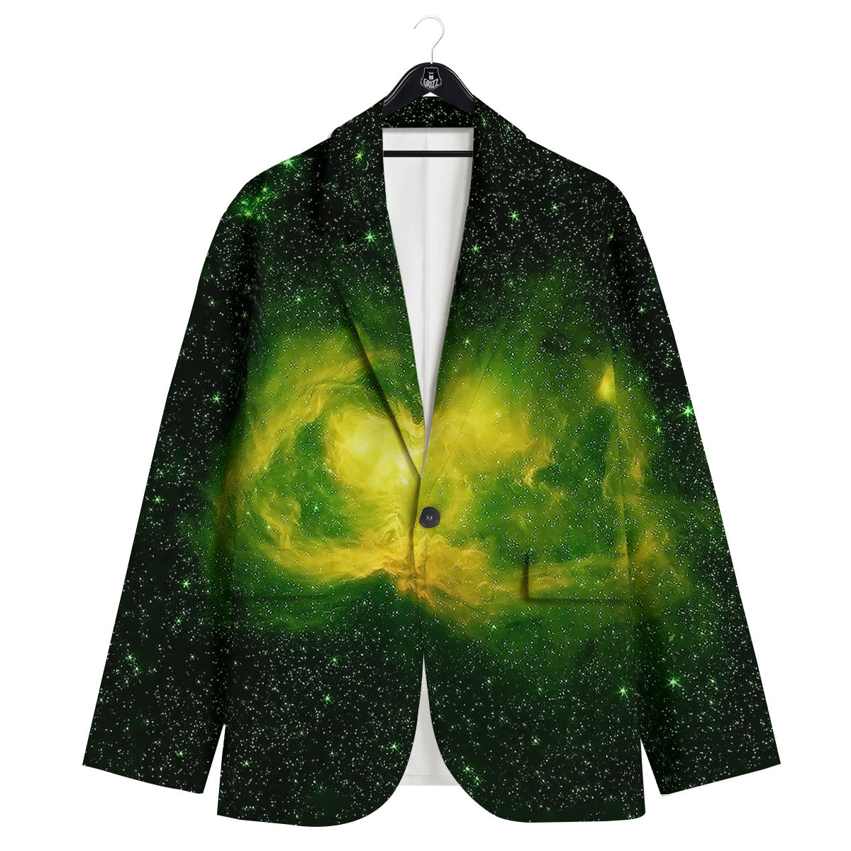 Galaxy Sparkle Green Print Men's Sport Coat-grizzshop