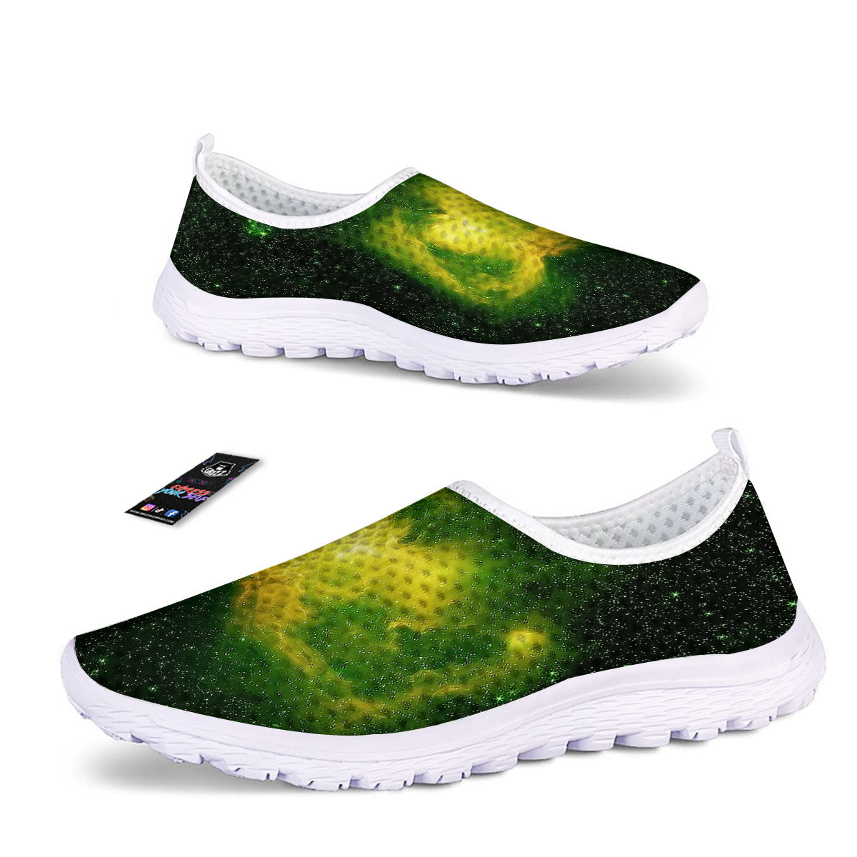 Galaxy Sparkle Green Print Nurse Shoes-grizzshop