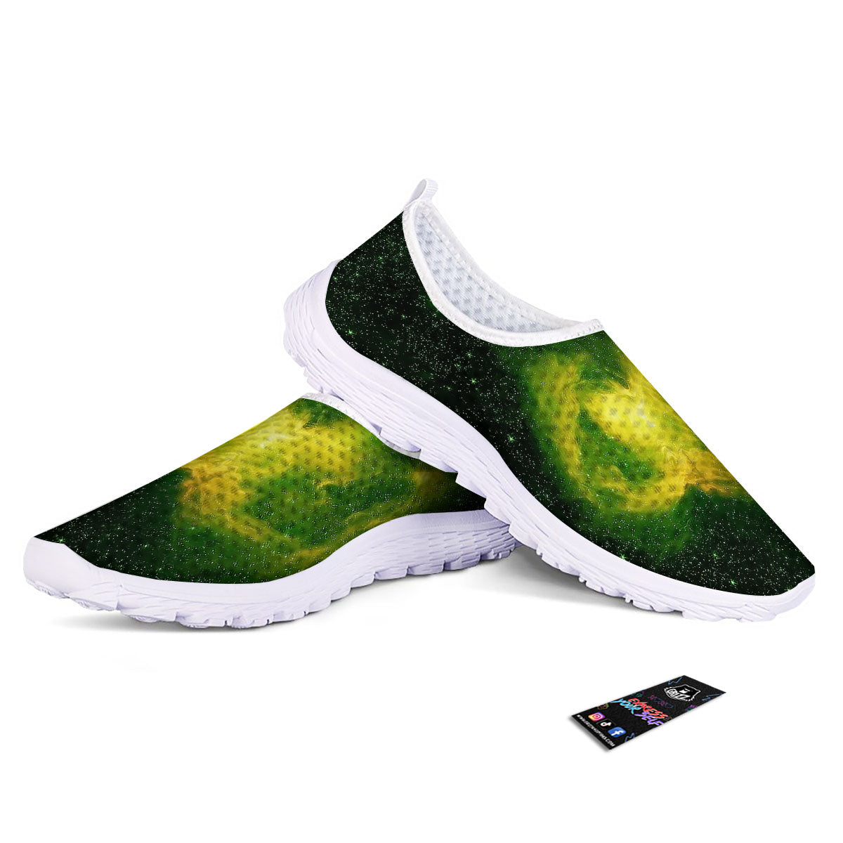 Galaxy Sparkle Green Print Nurse Shoes-grizzshop