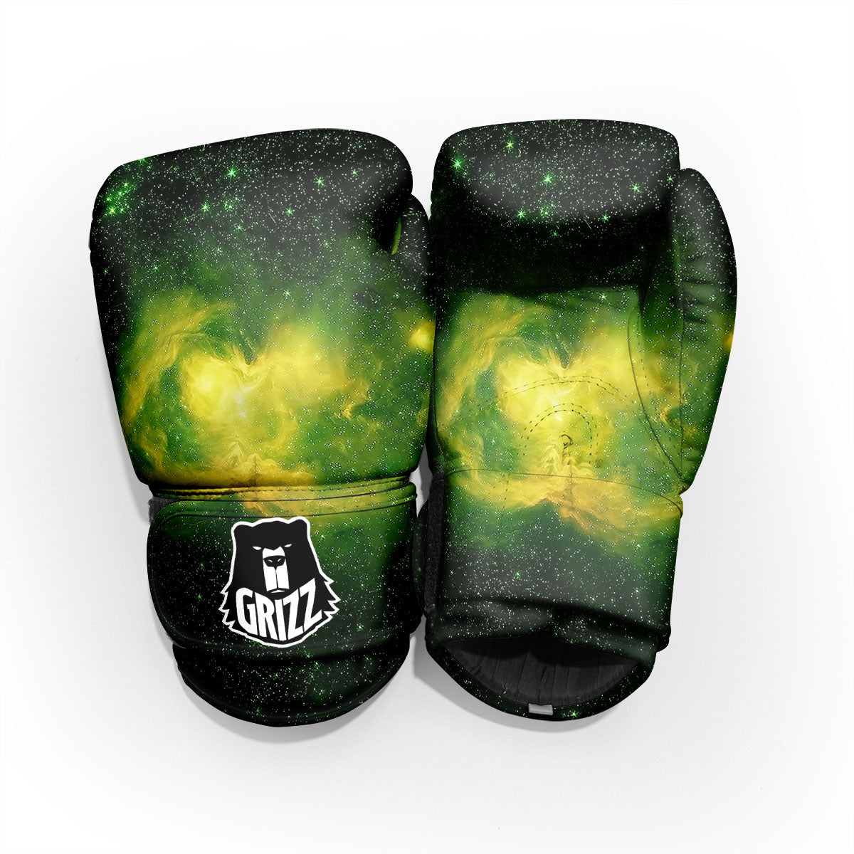 Galaxy Sparkle Green Print Pro Boxing Glove