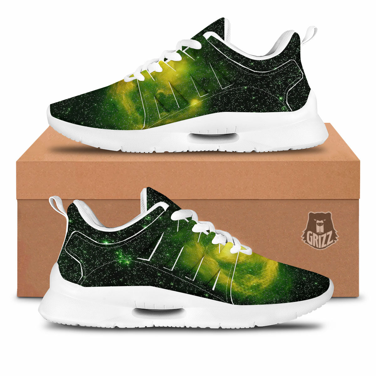 Galaxy Sparkle Green Print Tennis Shoes-grizzshop