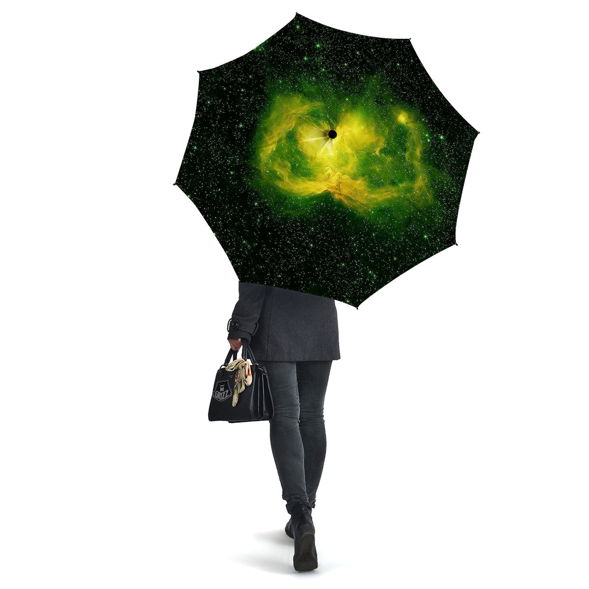 Galaxy Sparkle Green Print Umbrella-grizzshop