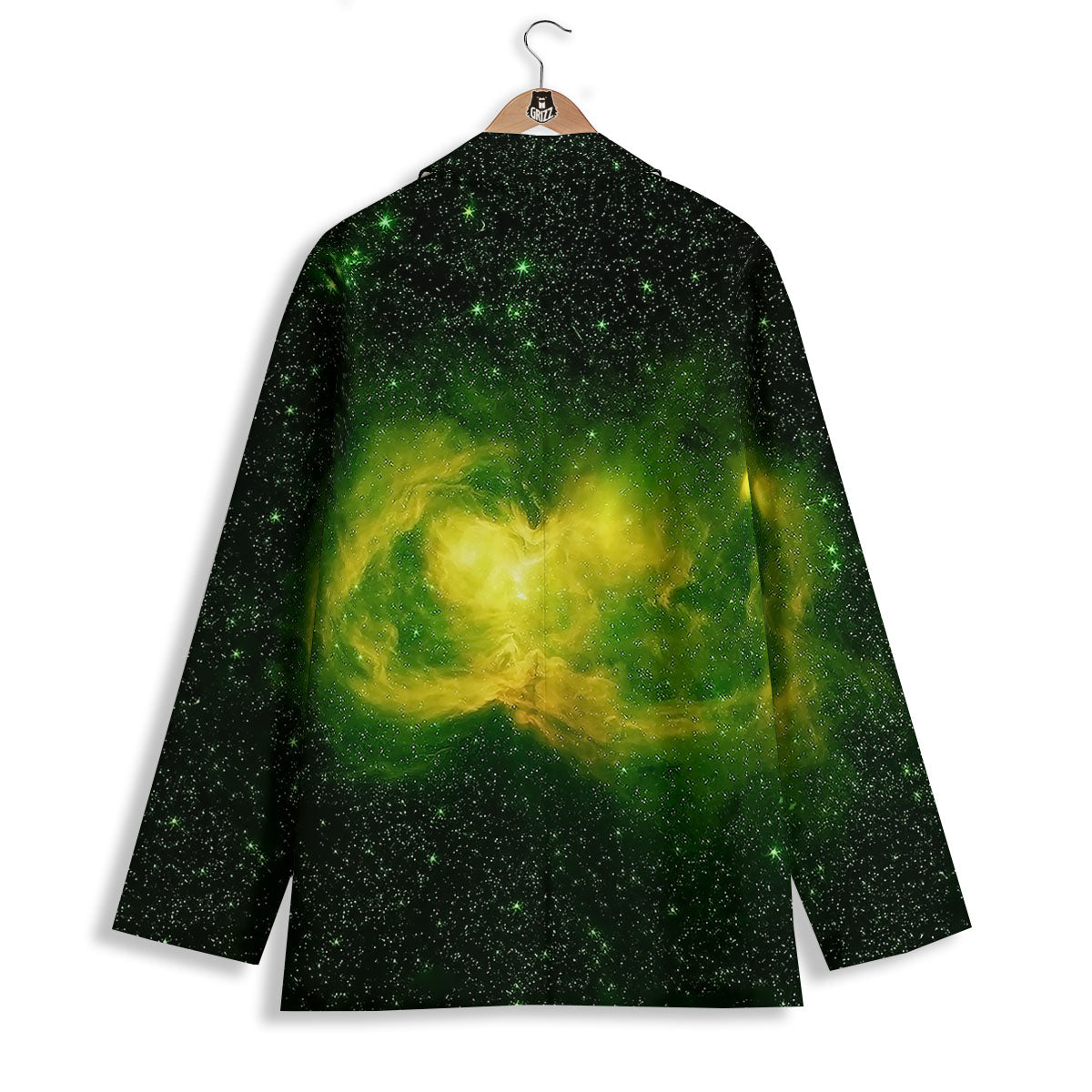 Galaxy Sparkle Green Print Women's Blazer-grizzshop