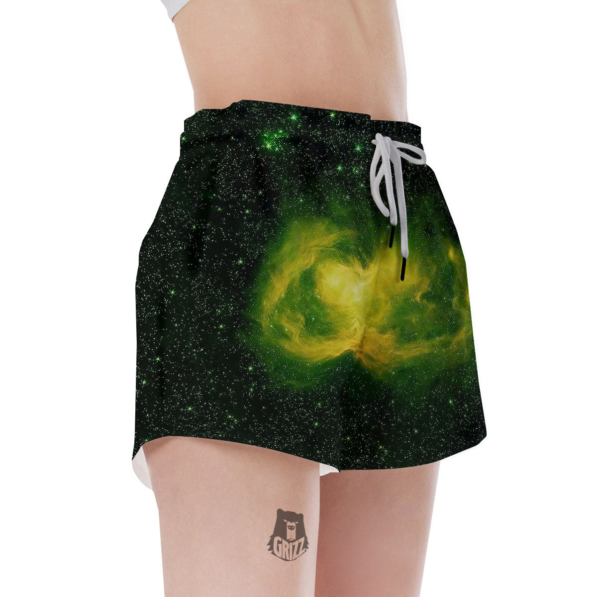 Galaxy Sparkle Green Print Women's Shorts-grizzshop