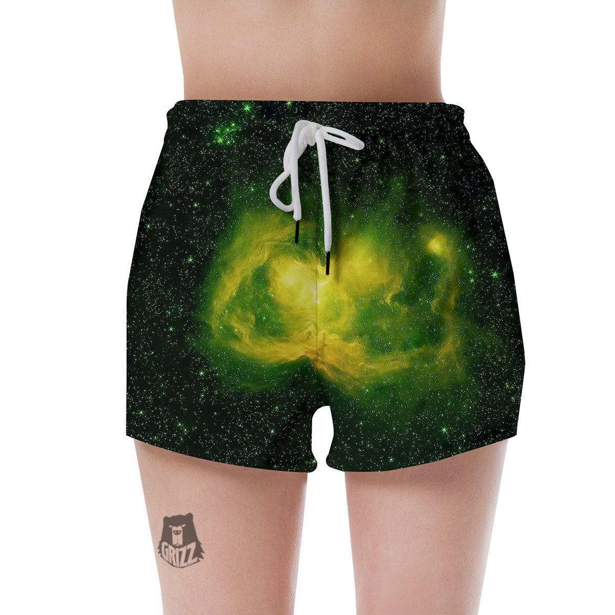 Galaxy Sparkle Green Print Women's Shorts-grizzshop