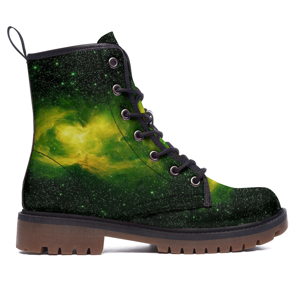 Galaxy Sparkle Green Print Work Boots-grizzshop