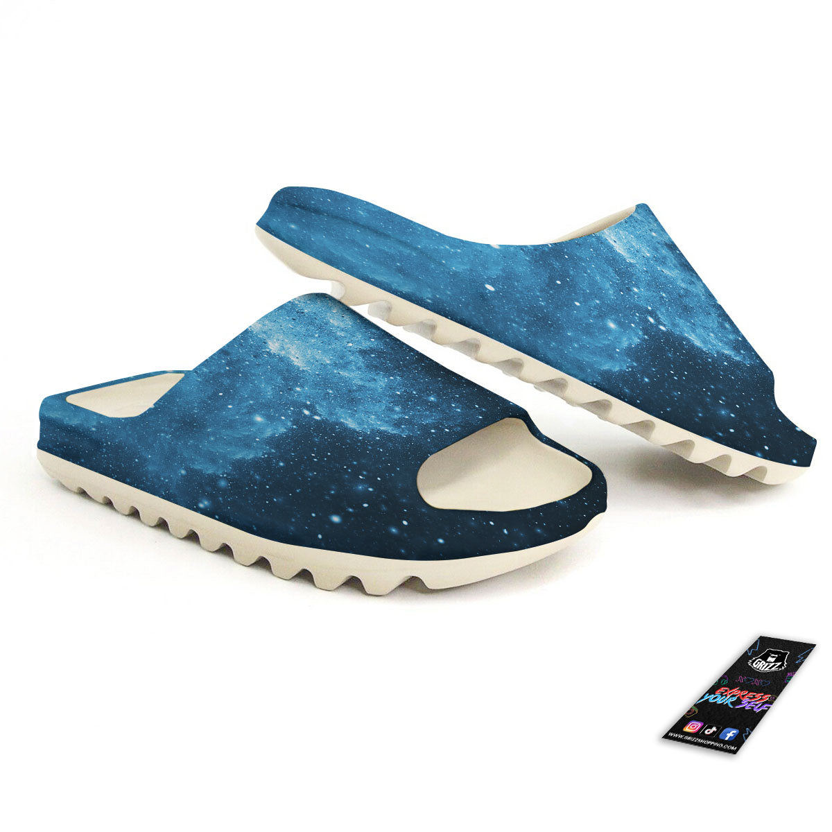 Galaxy Space White Cloud Print Sandals-grizzshop