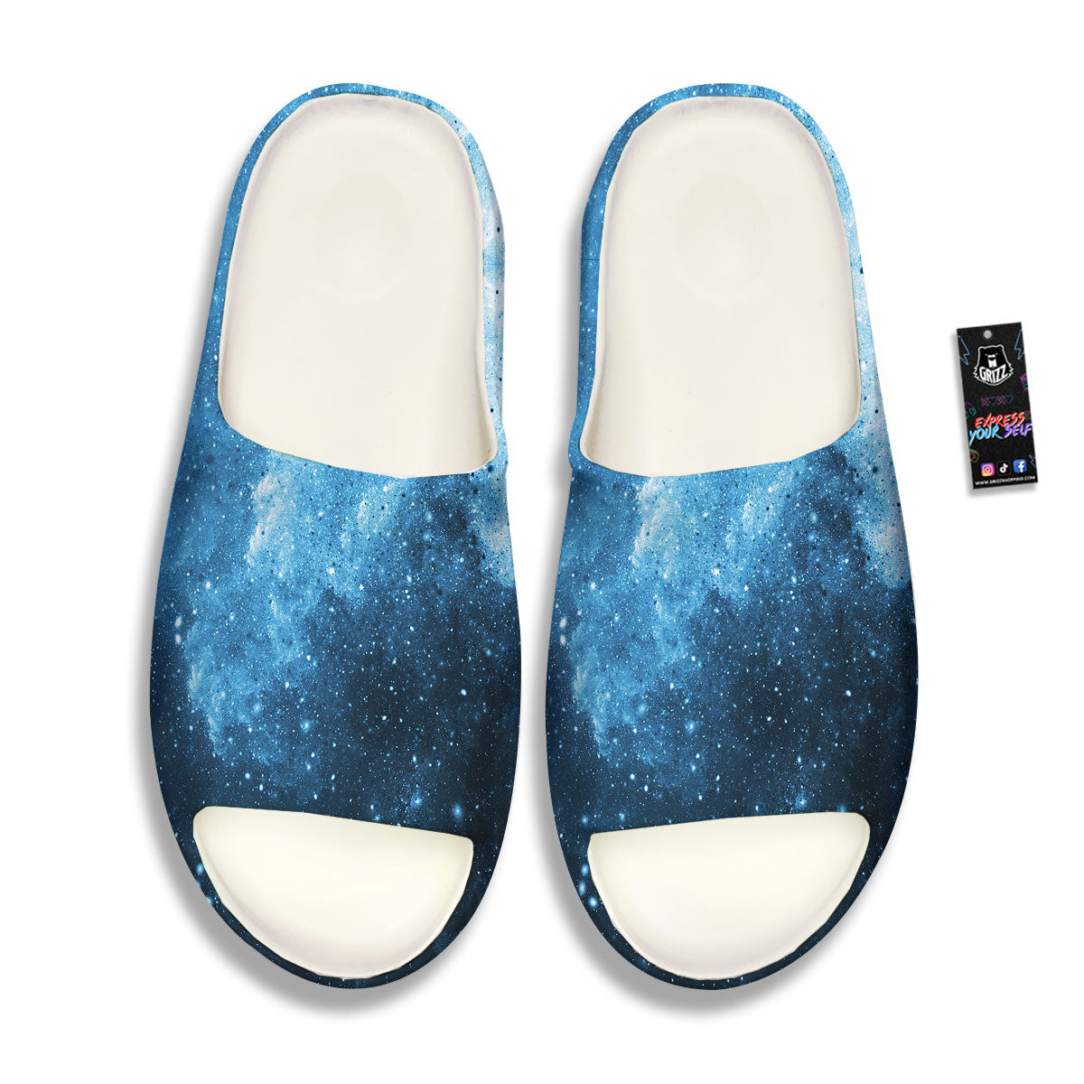 Galaxy Space White Cloud Print Sandals-grizzshop