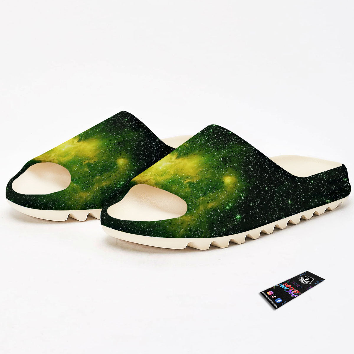 Galaxy Sparkle Green Print Sandals-grizzshop