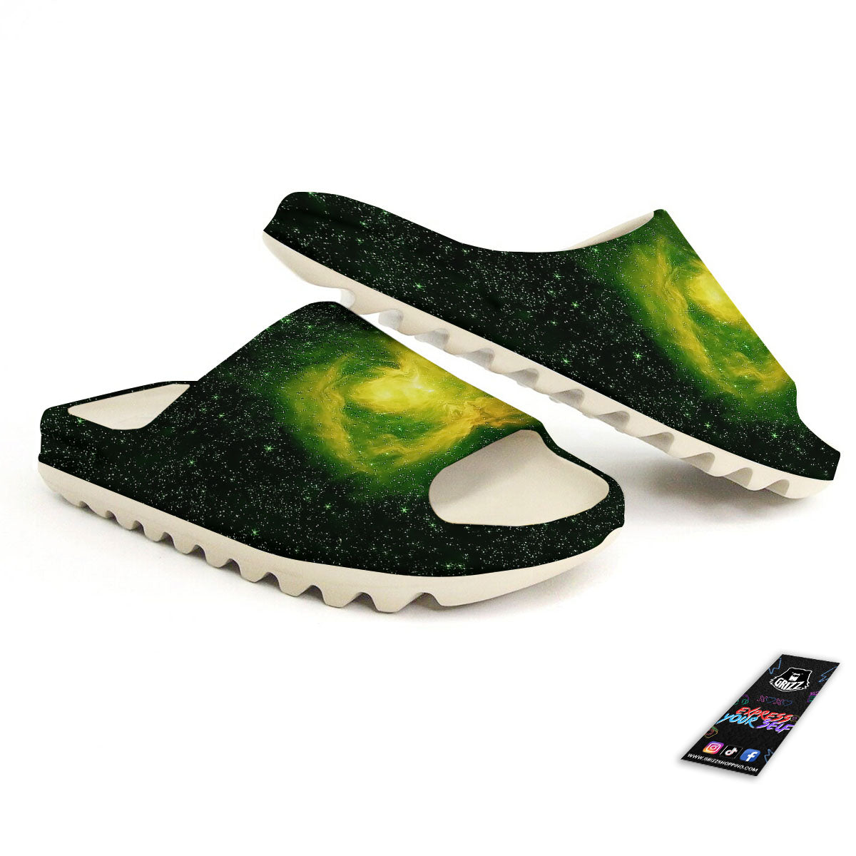 Galaxy Sparkle Green Print Sandals-grizzshop