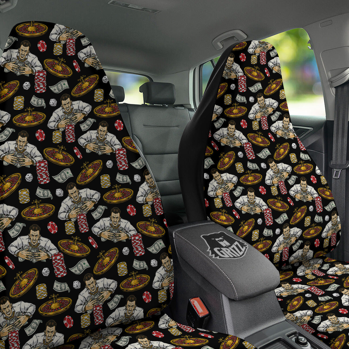 Gambling And Money Vintage Print Pattern Car Seat Covers-grizzshop