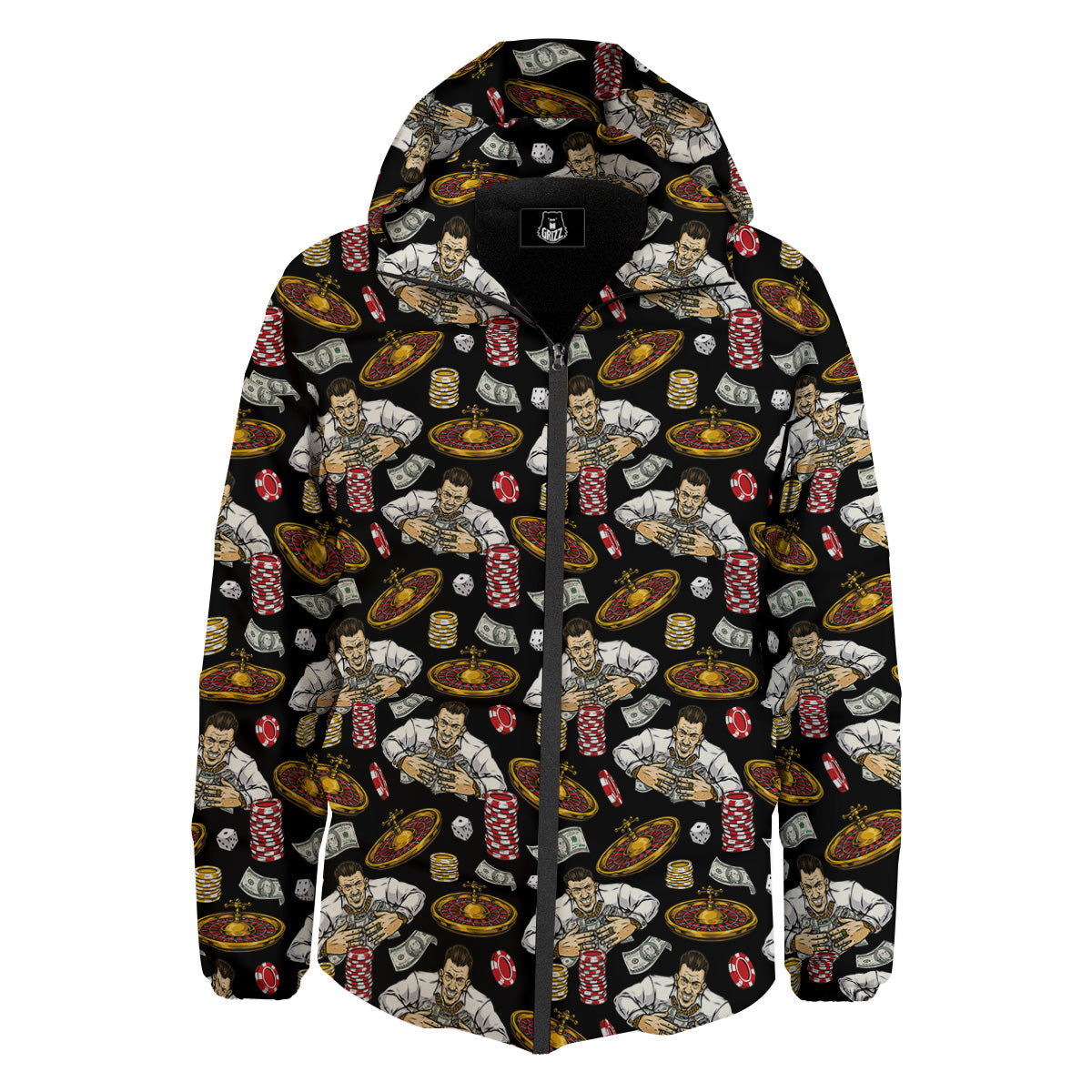 Gambling And Money Vintage Print Pattern Down Jacket-grizzshop