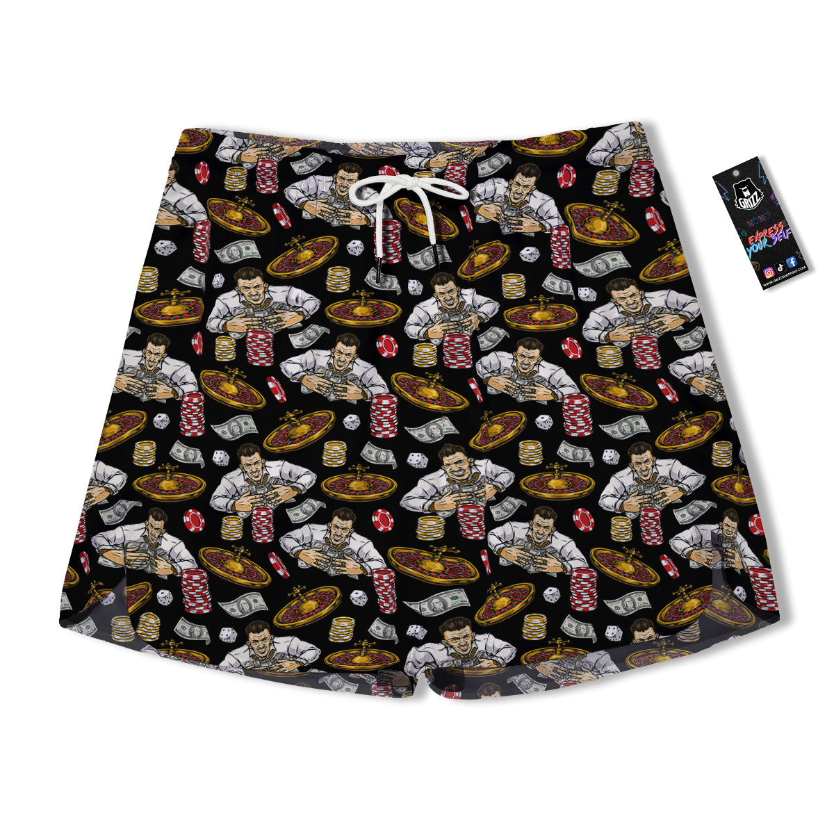 Gambling And Money Vintage Print Pattern Men's Running Shorts-grizzshop