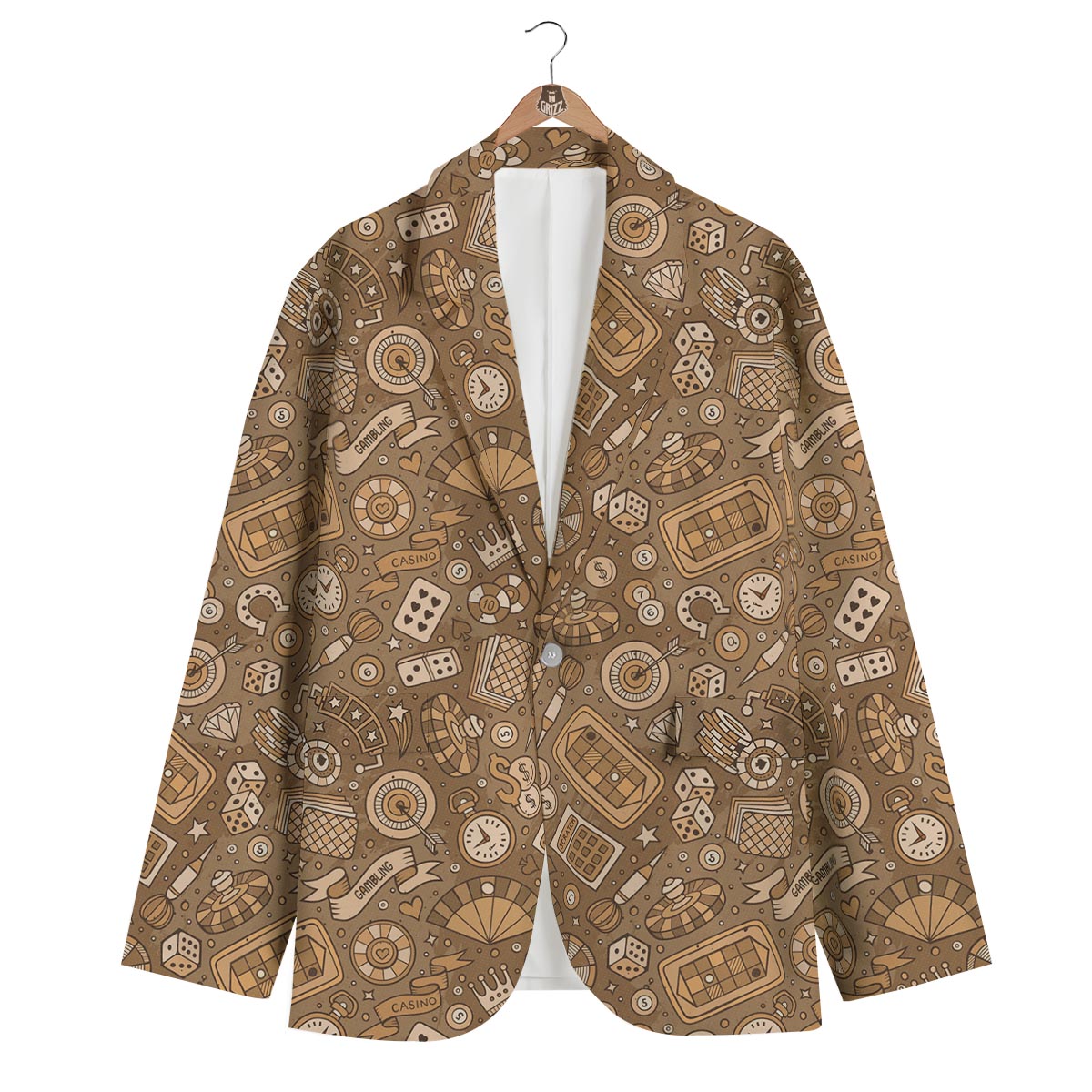 Gambling Poker Pattern Print Men's Blazer-grizzshop