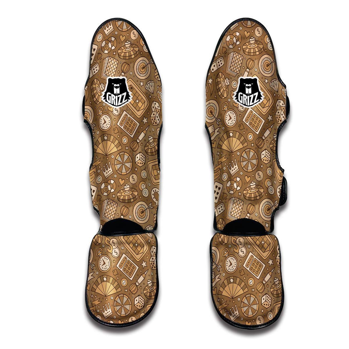 Gambling Poker Pattern Print Muay Thai Shin Guards-grizzshop