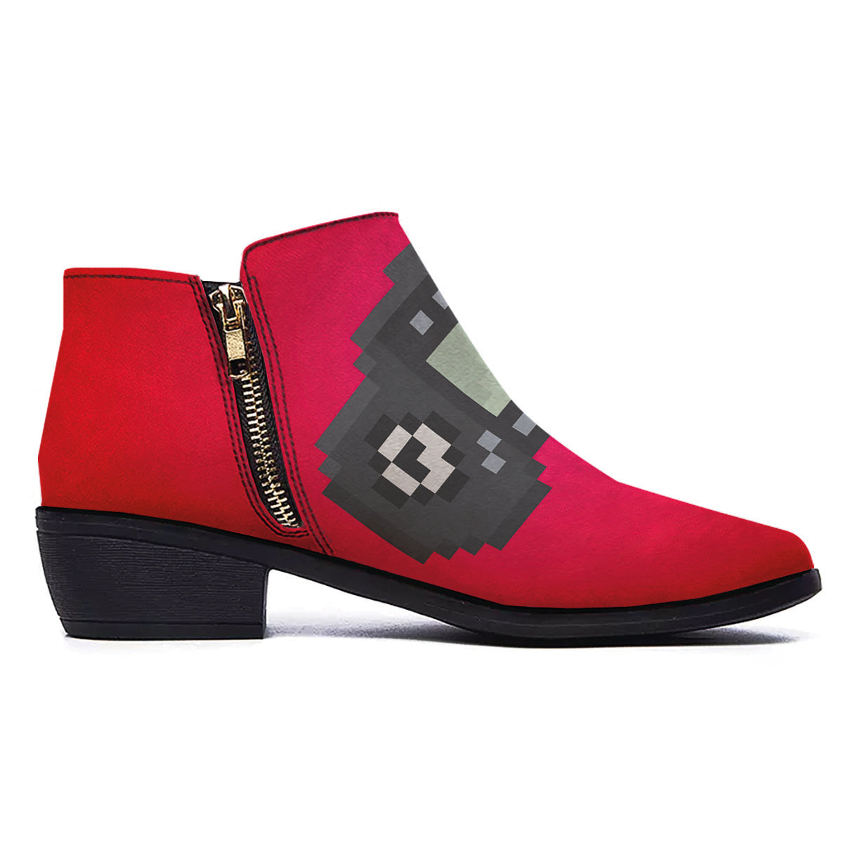Game Items 8-Bit Pixel Print Ankle Boots-grizzshop