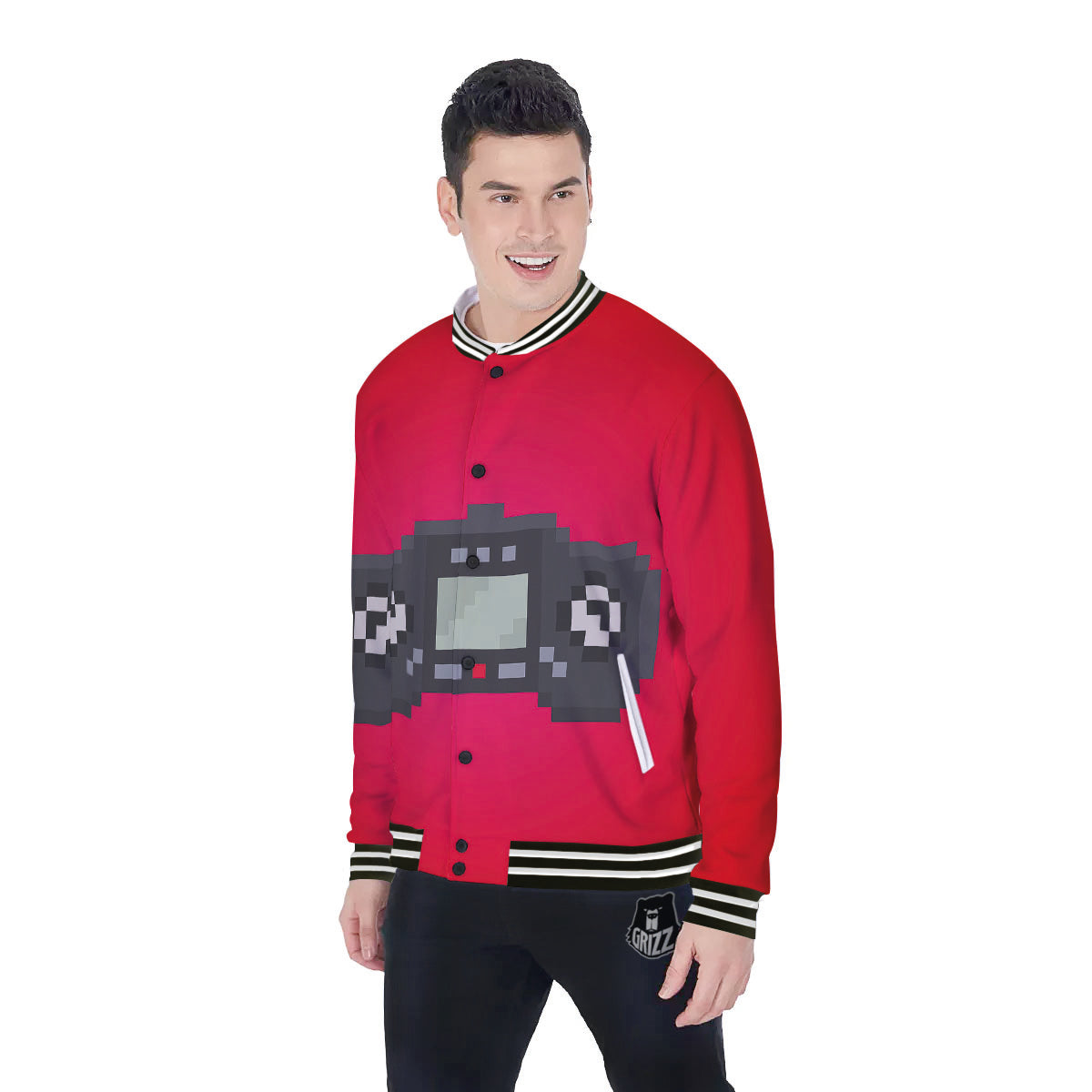 Game Items 8-Bit Pixel Print Baseball Jacket-grizzshop