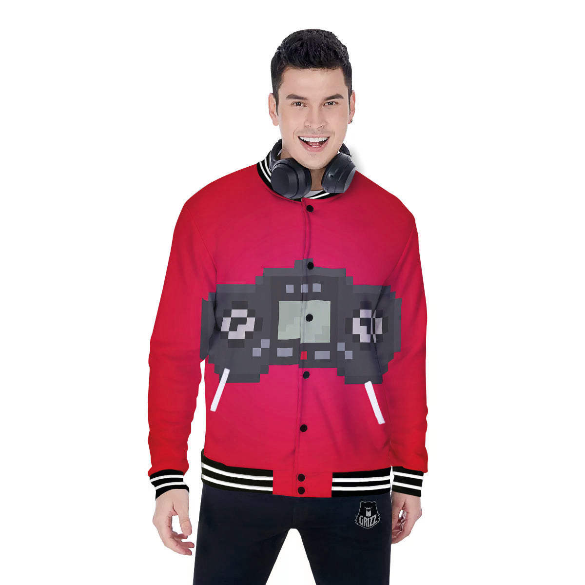 Game Items 8-Bit Pixel Print Baseball Jacket-grizzshop