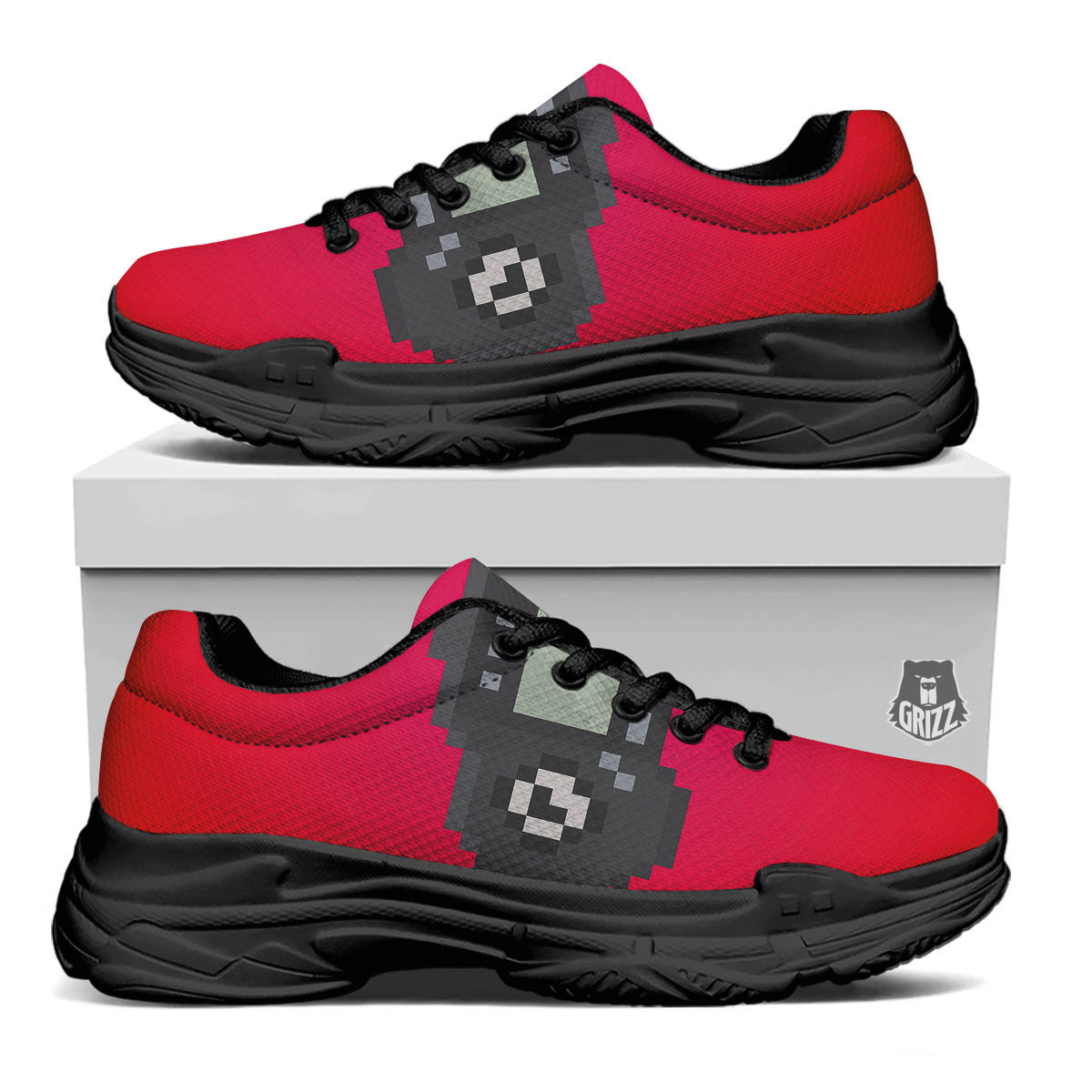 Game Items 8-Bit Pixel Print Black Chunky Shoes-grizzshop