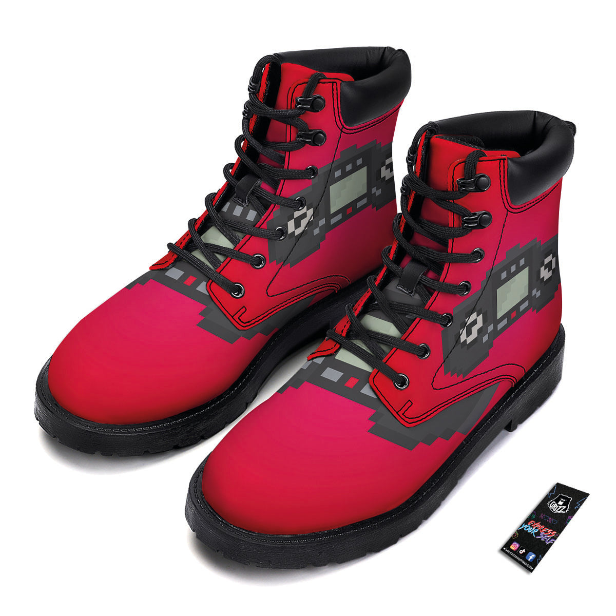 Game Items 8-Bit Pixel Print Boots-grizzshop