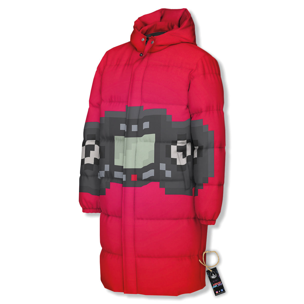 Game Items 8-Bit Pixel Print Long Down Jacket-grizzshop
