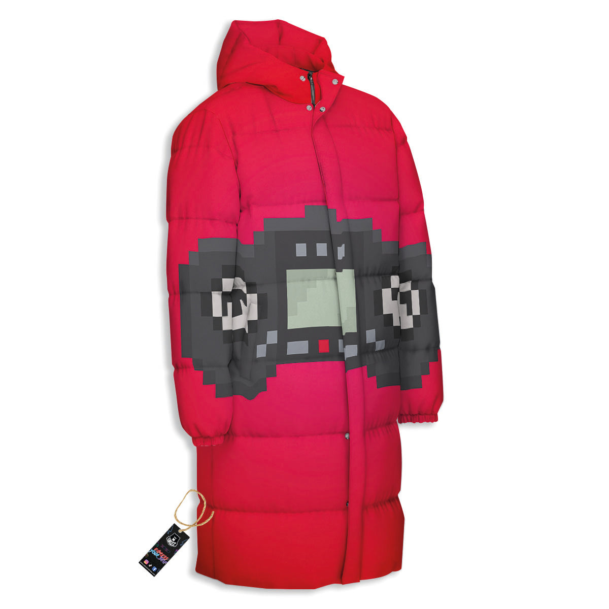 Game Items 8-Bit Pixel Print Long Down Jacket-grizzshop