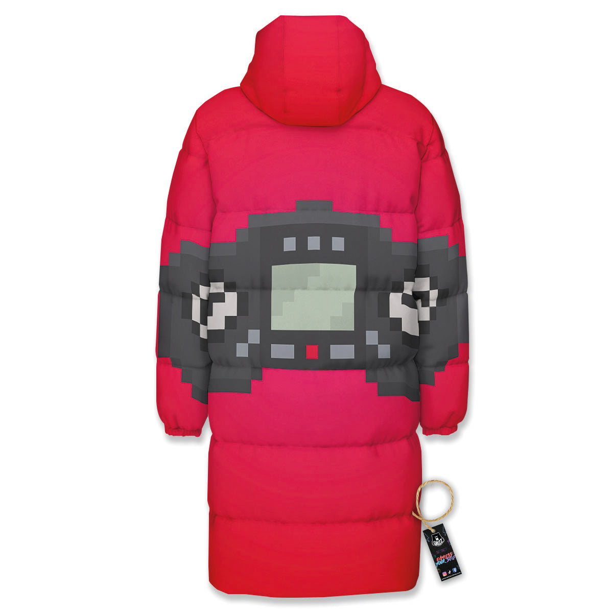 Game Items 8-Bit Pixel Print Long Down Jacket-grizzshop