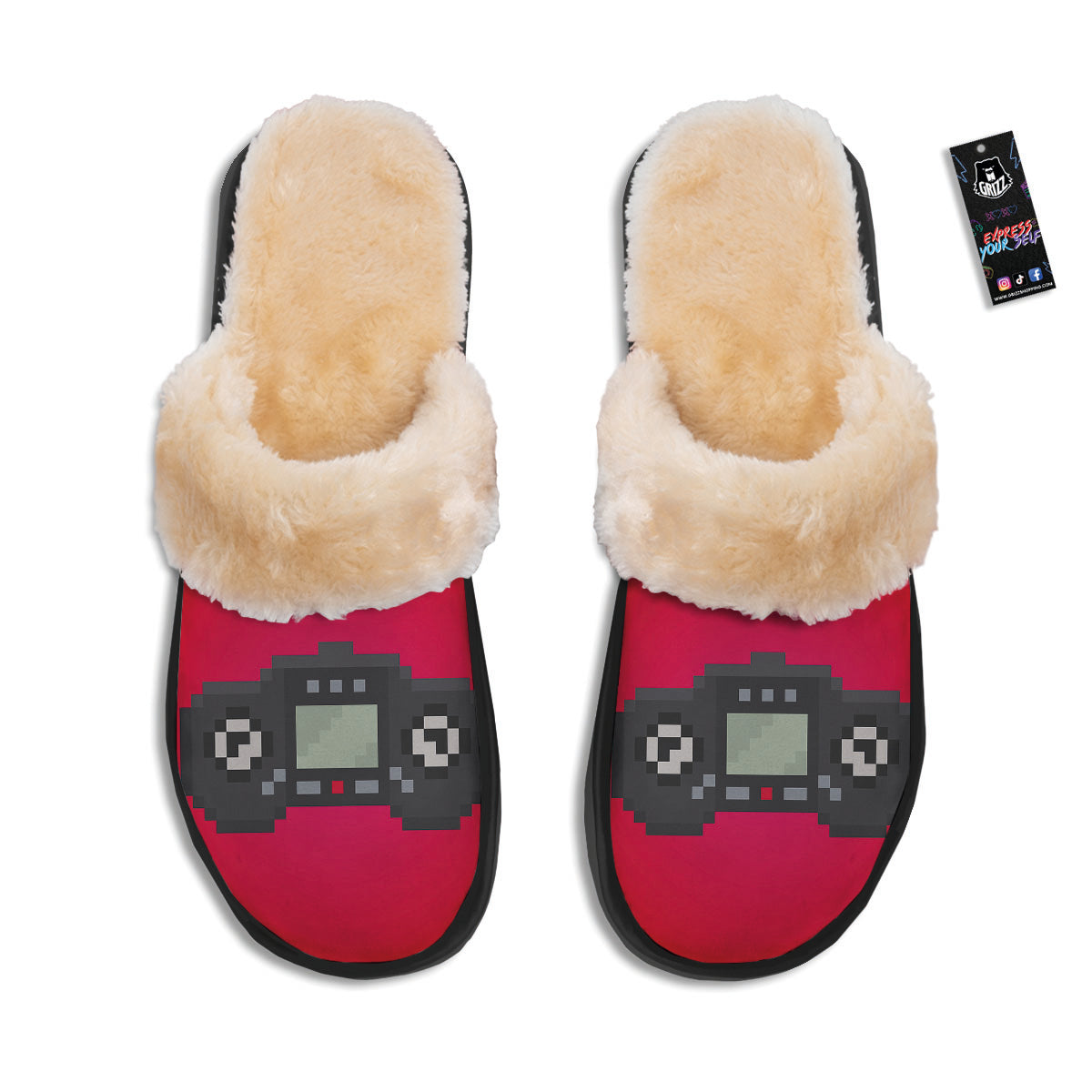 Game Items 8-Bit Pixel Print Slippers-grizzshop