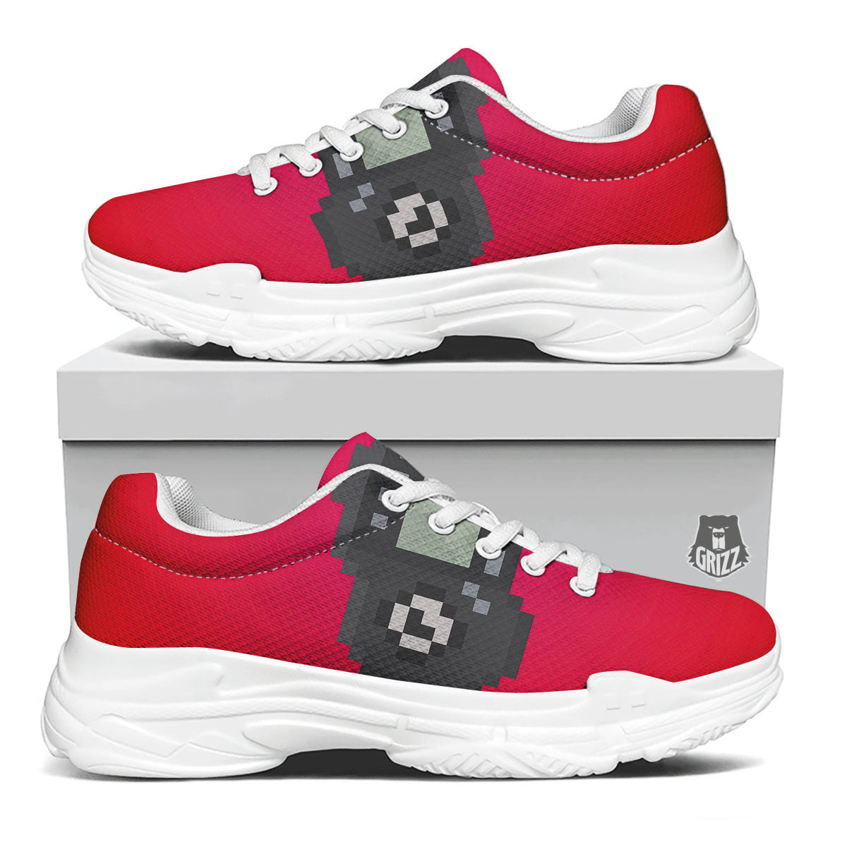 Game Items 8-Bit Pixel Print White Chunky Shoes-grizzshop