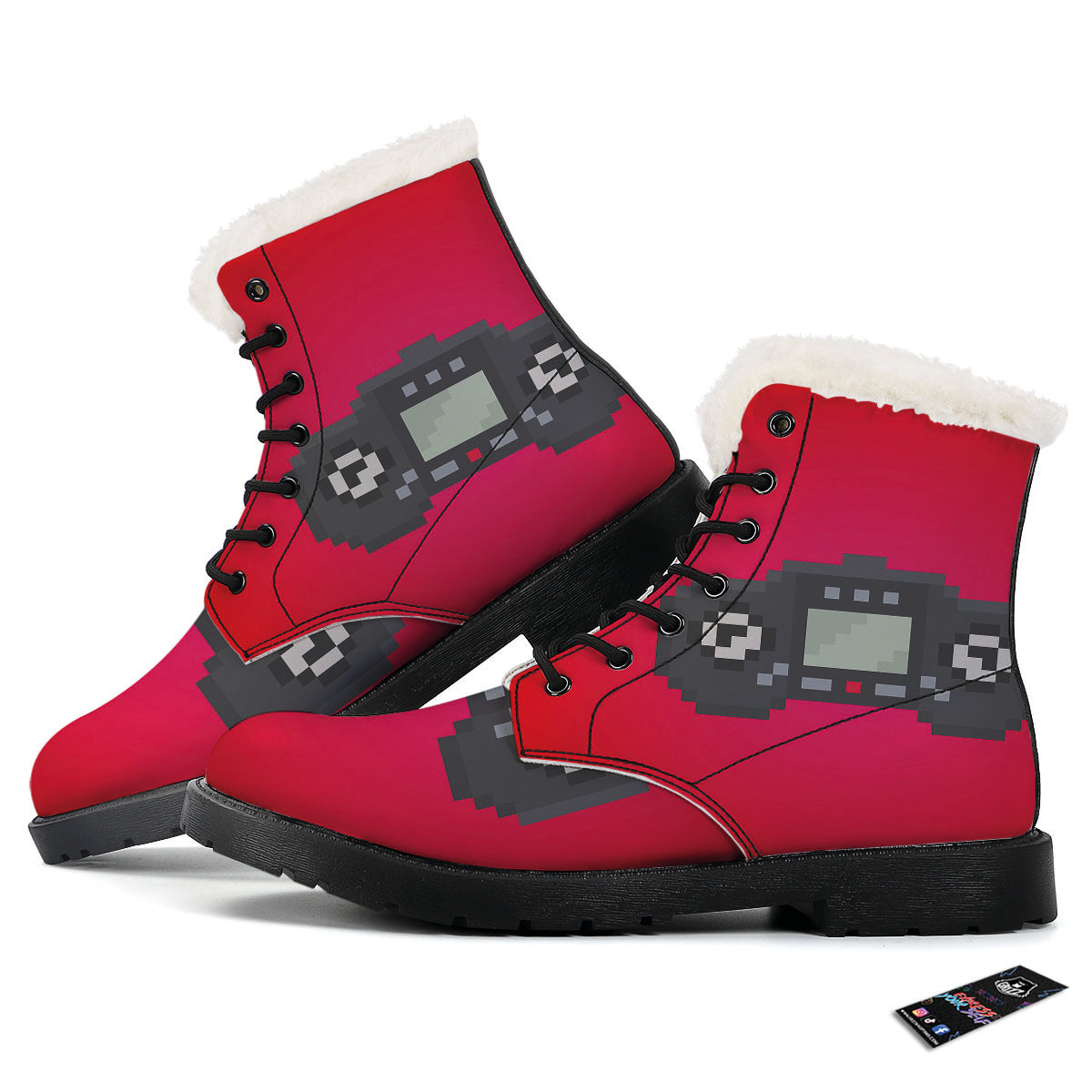 Game Items 8-Bit Pixel Print Winter Boots-grizzshop