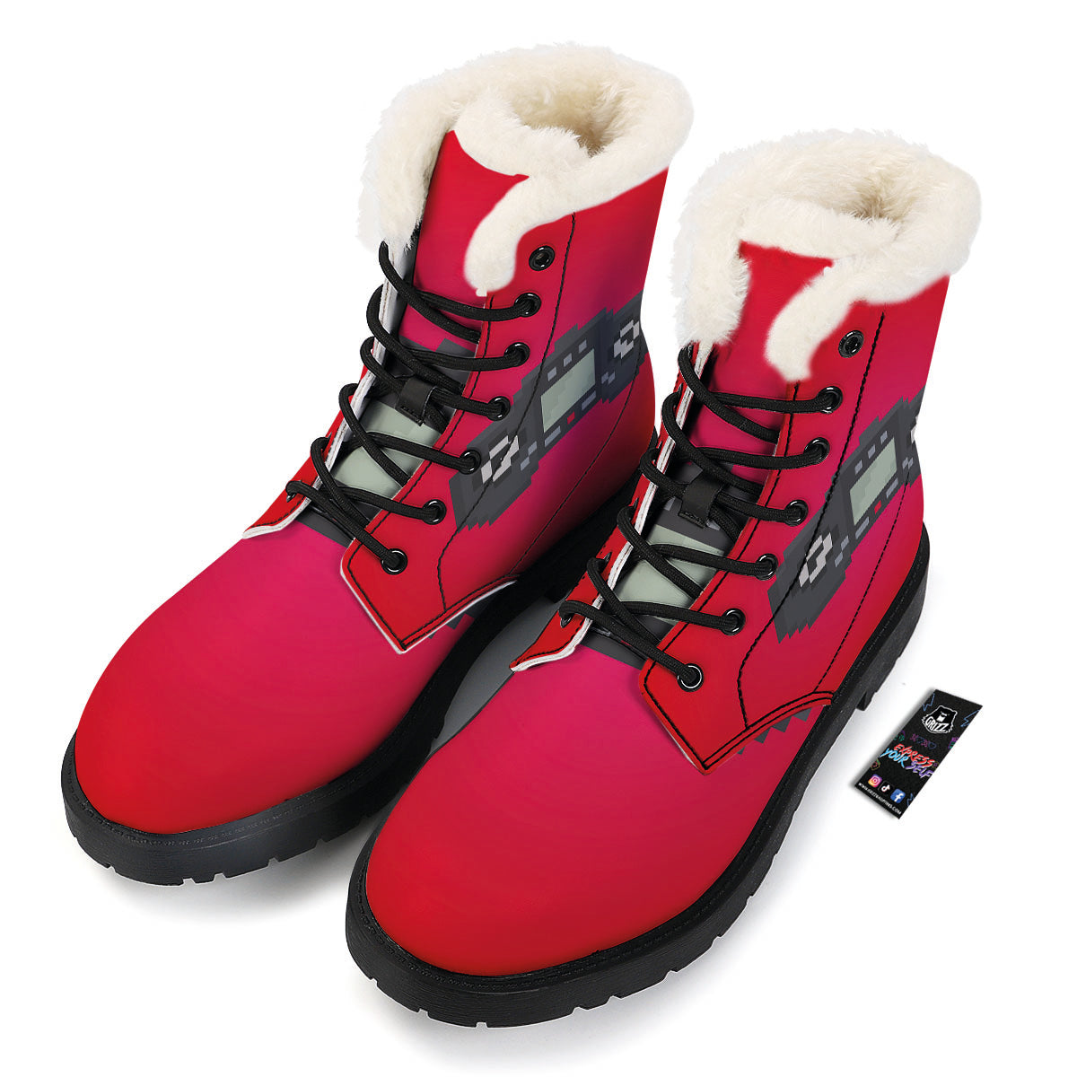 Game Items 8-Bit Pixel Print Winter Boots-grizzshop