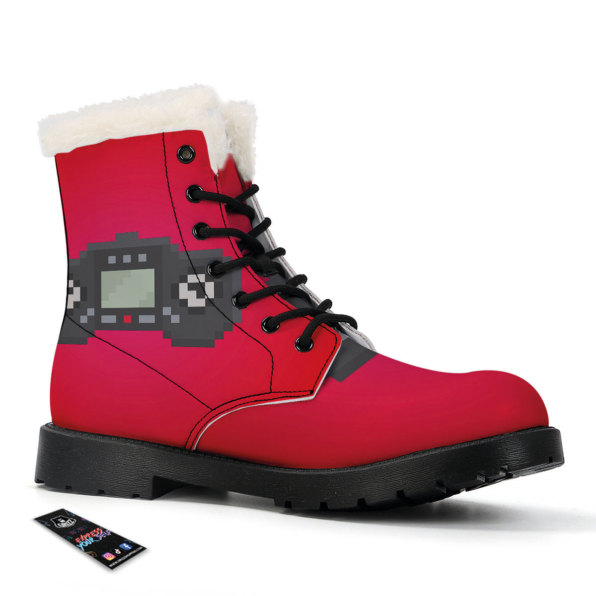 Game Items 8-Bit Pixel Print Winter Boots-grizzshop