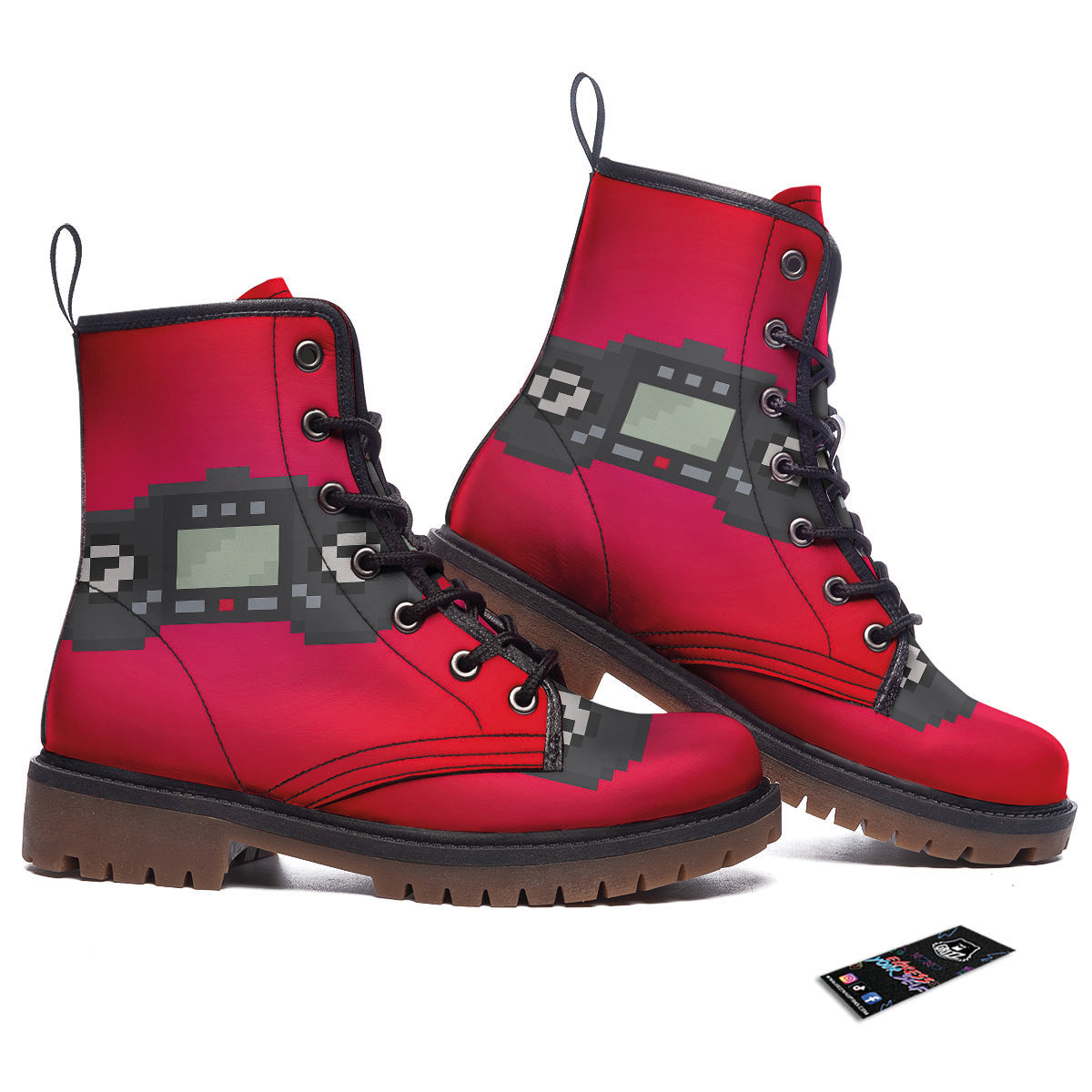 Game Items 8-Bit Pixel Print Work Boots-grizzshop