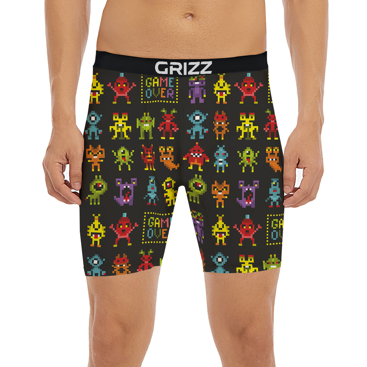 Game Monsters 8-Bit Video Print Pattern Boxer Briefs-grizzshop