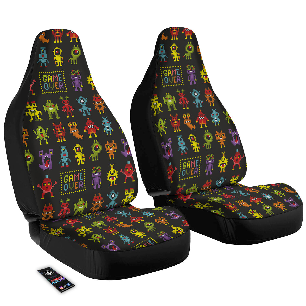 Game Monsters 8-Bit Video Print Pattern Car Seat Covers-grizzshop