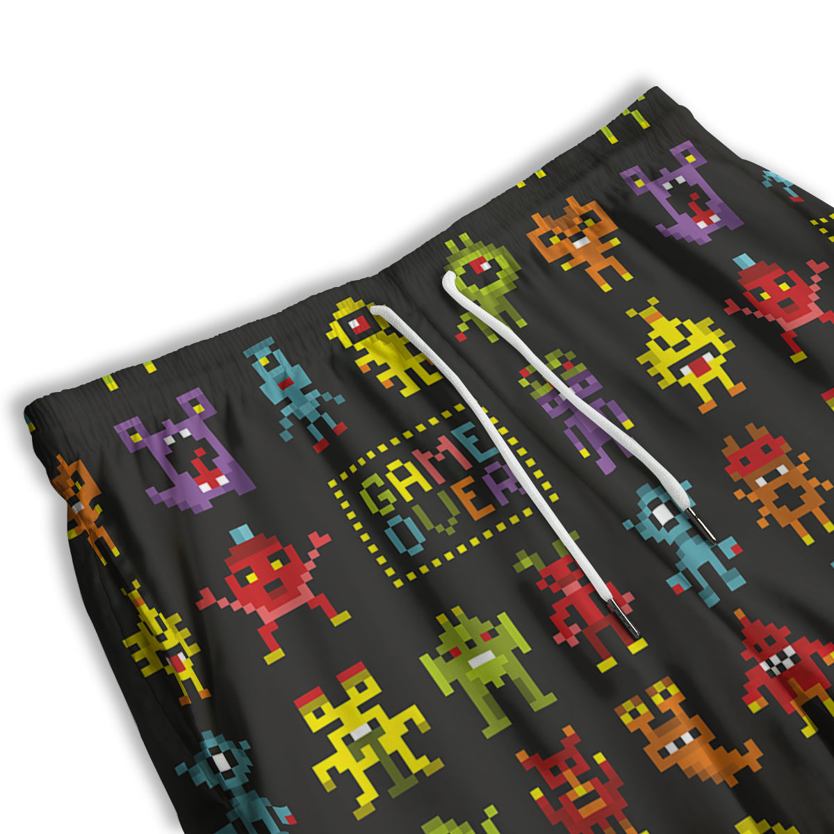 Game Monsters 8-Bit Video Print Pattern Men's Athletic Shorts