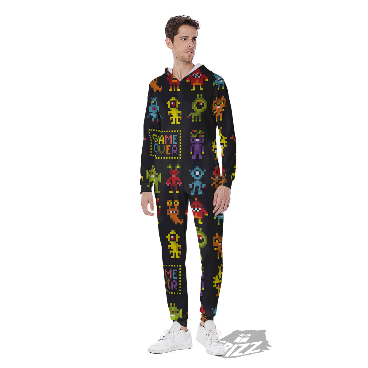Game Monsters 8-Bit Video Print Pattern Men's Jumpsuit-grizzshop