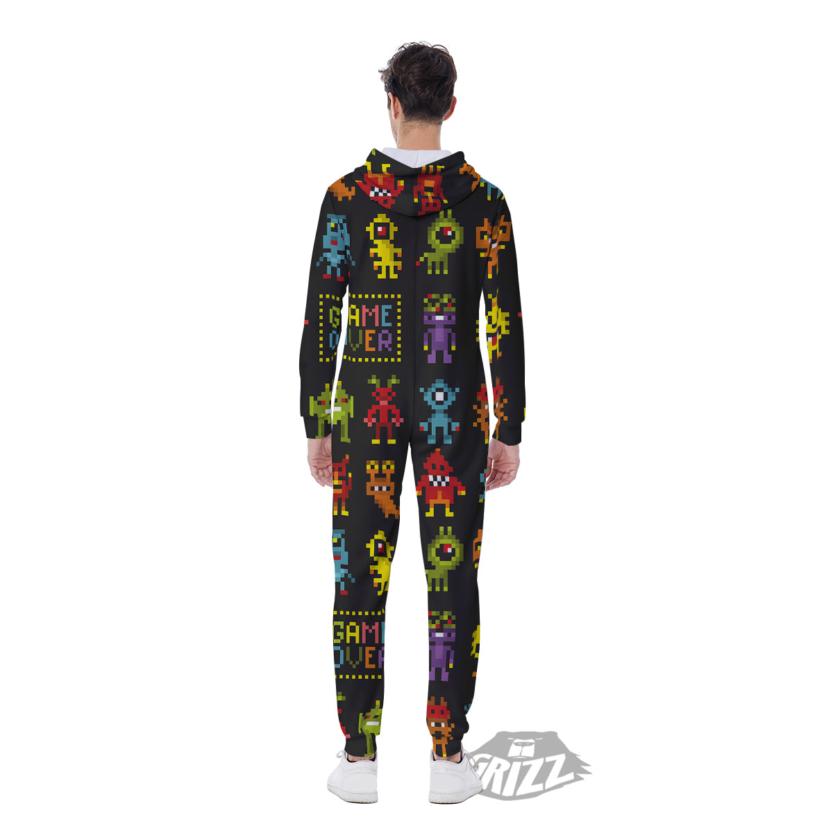 Game Monsters 8-Bit Video Print Pattern Men's Jumpsuit-grizzshop