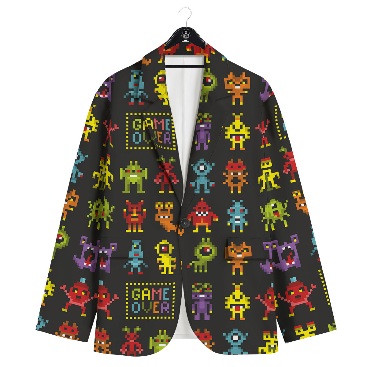 Game Monsters 8-Bit Video Print Pattern Men's Sport Coat-grizzshop