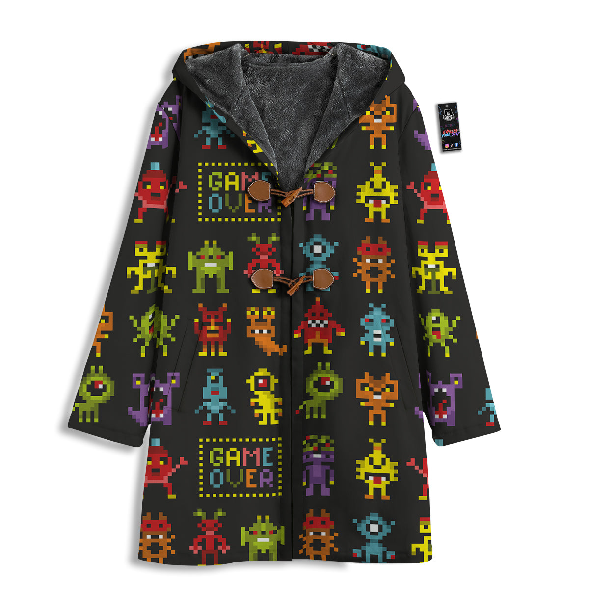 Game Monsters 8-Bit Video Print Pattern Men's Windbreaker Jacket-grizzshop