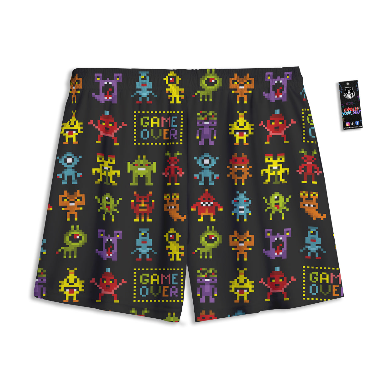 Graffiti Text Print Pattern Mesh Shorts