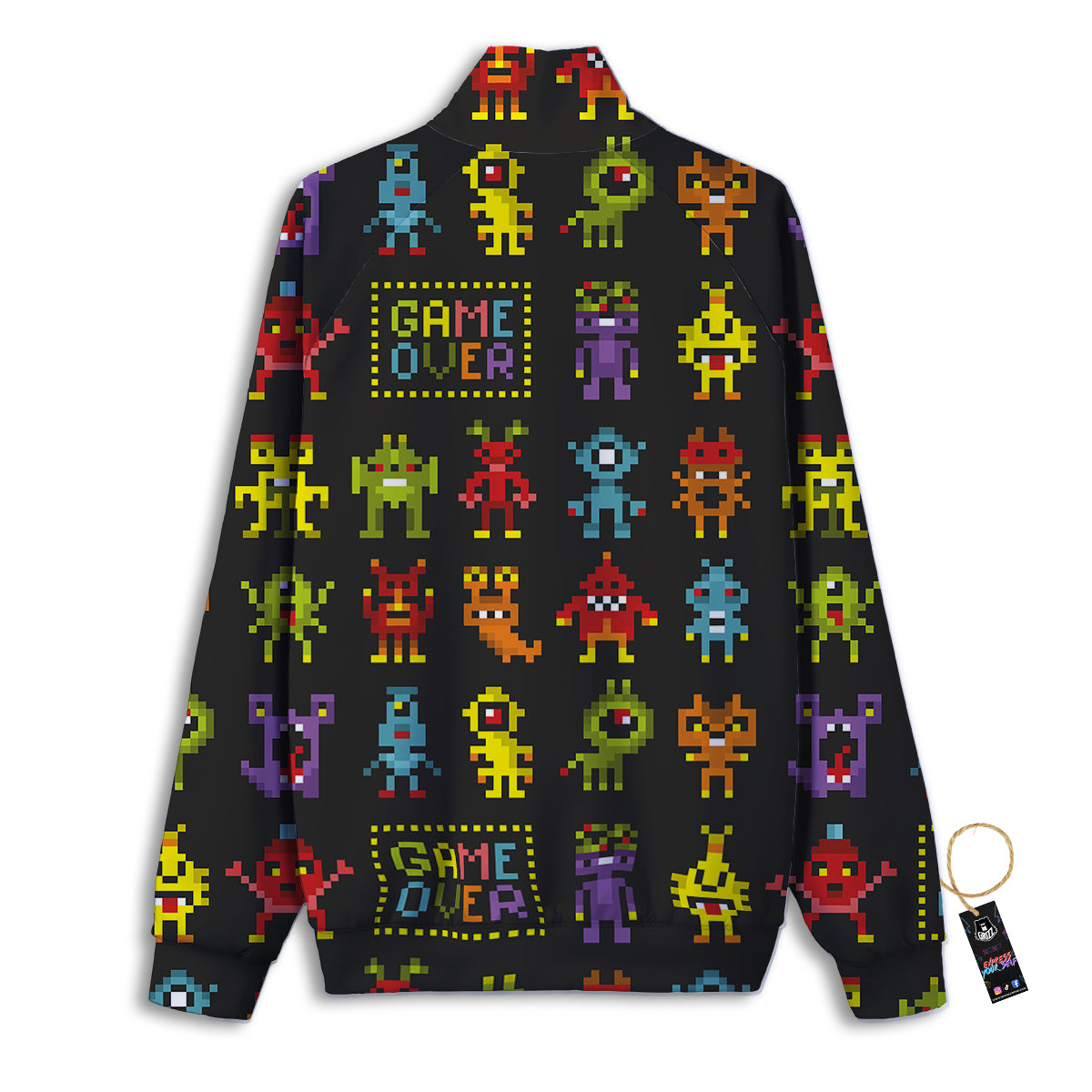Game Monsters 8-Bit Video Print Pattern Track Jacket-grizzshop