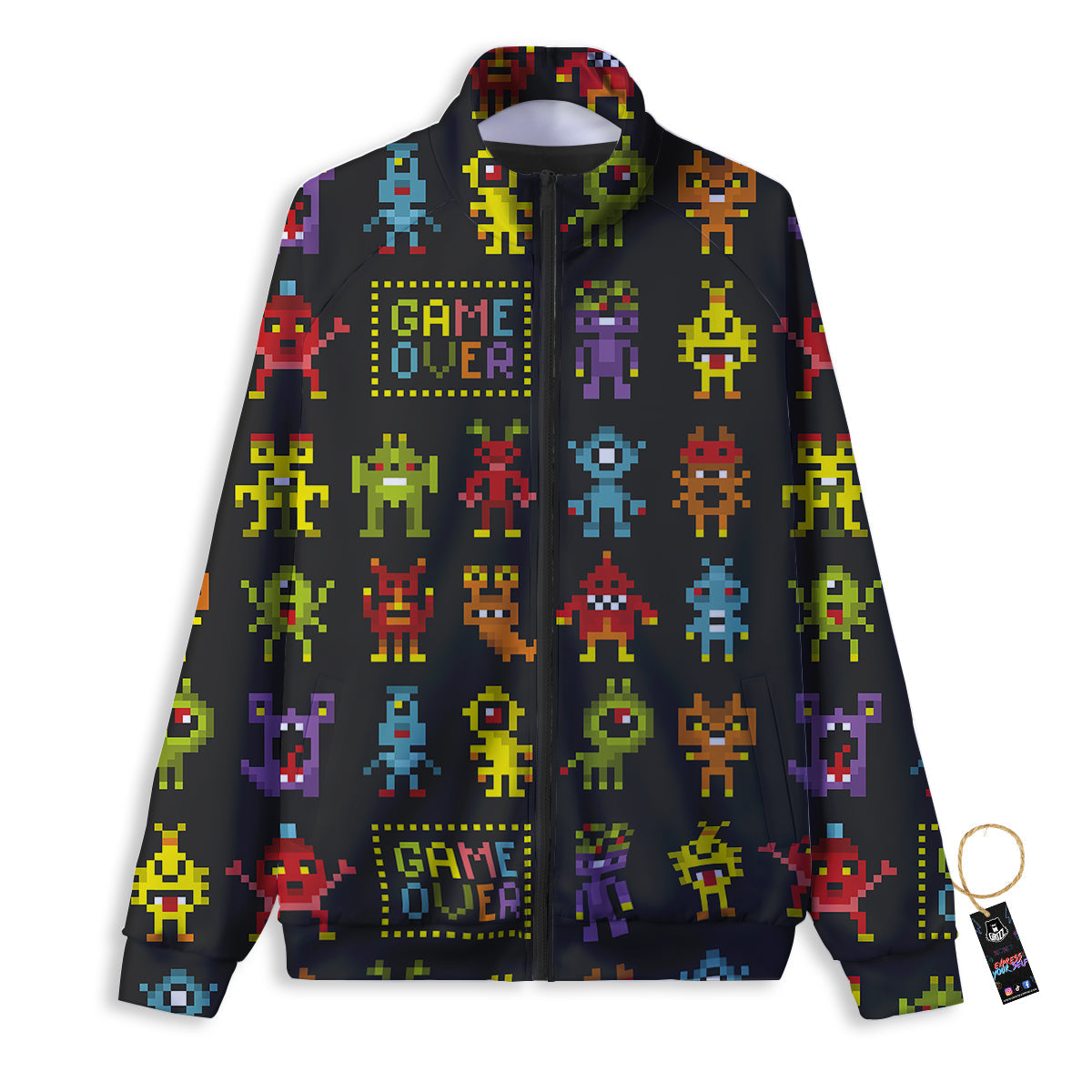 Game Monsters 8-Bit Video Print Pattern Track Jacket-grizzshop